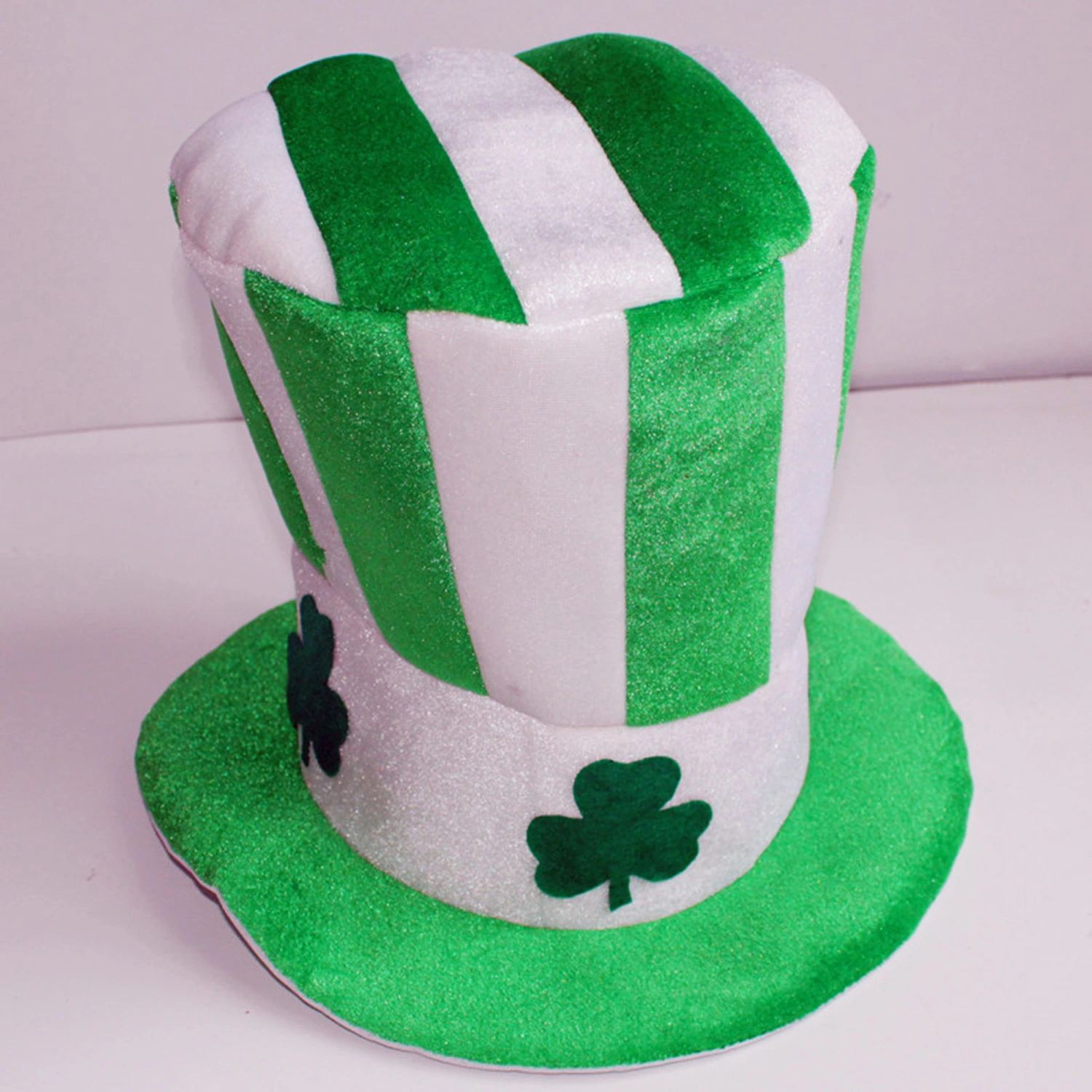 Green Leprechaun Top Hat Shamrock Velvet Hat St. Patty's Day Costume