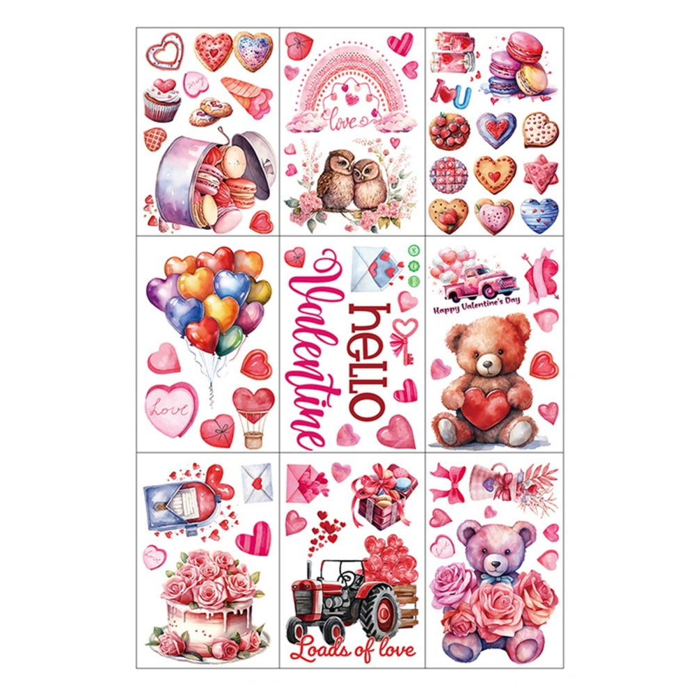 Valentine's Day Window Stickers Bears Hearts Wall Decals Window Clings