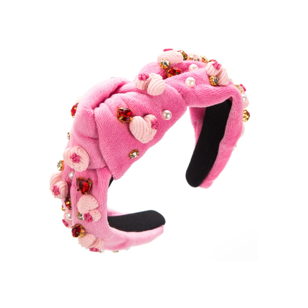 Women Wide Hair Band, Knotted Heart Rhinestones Styling Hair Hoop