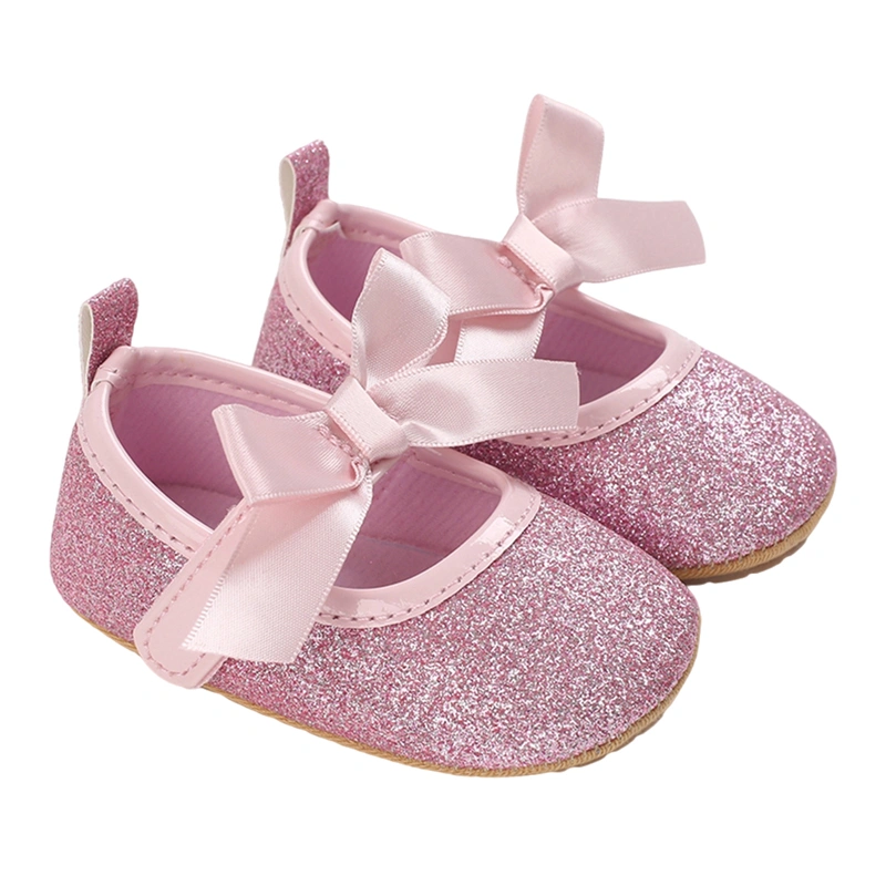 Baby Girl Premium PU Flats Infant Bow First Walker Crib Shoes