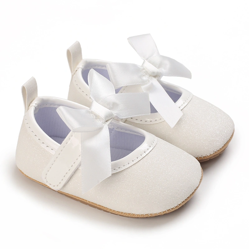 Baby Girl Premium PU Flats Infant Bow First Walker Crib Shoes