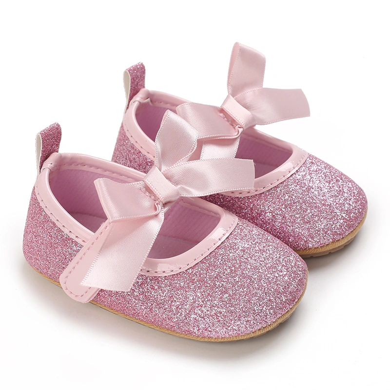Baby Girl Premium PU Flats Infant Bow First Walker Crib Shoes