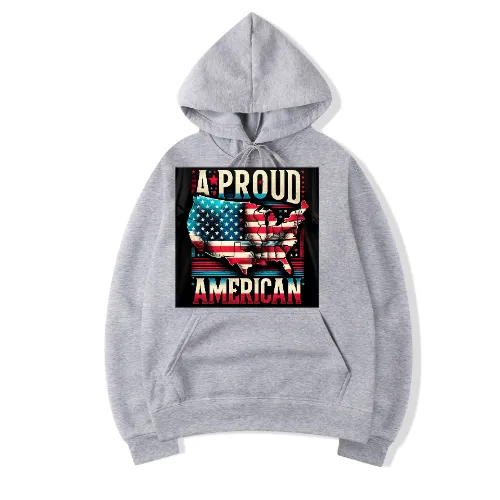 Saaroo - Proud American Hooded Long Sleeve Sweater Men's Solid