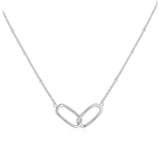 925 Sterling Silver Double Circle Interlocking Small Beads Necklaces & Pendants For Women Party Gift Choker Chains