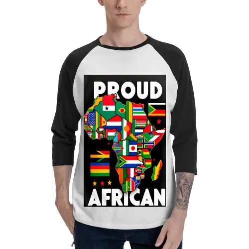 One Africa - Men's Raglan Sleeve Crew Neck T-Shirt - B