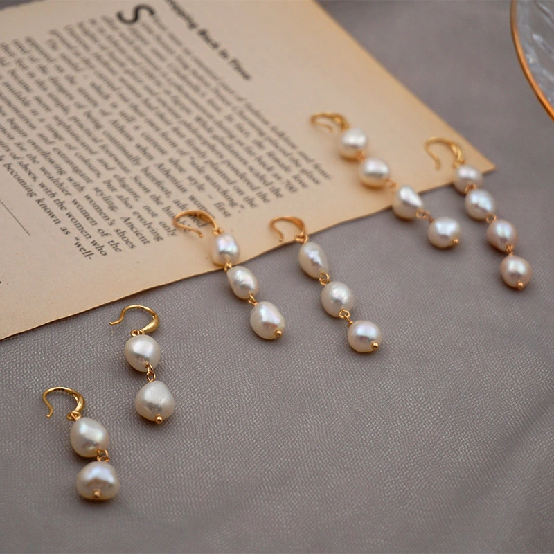 Fresh Water Pearl Earrings Vintage Court Style European And American Temperament