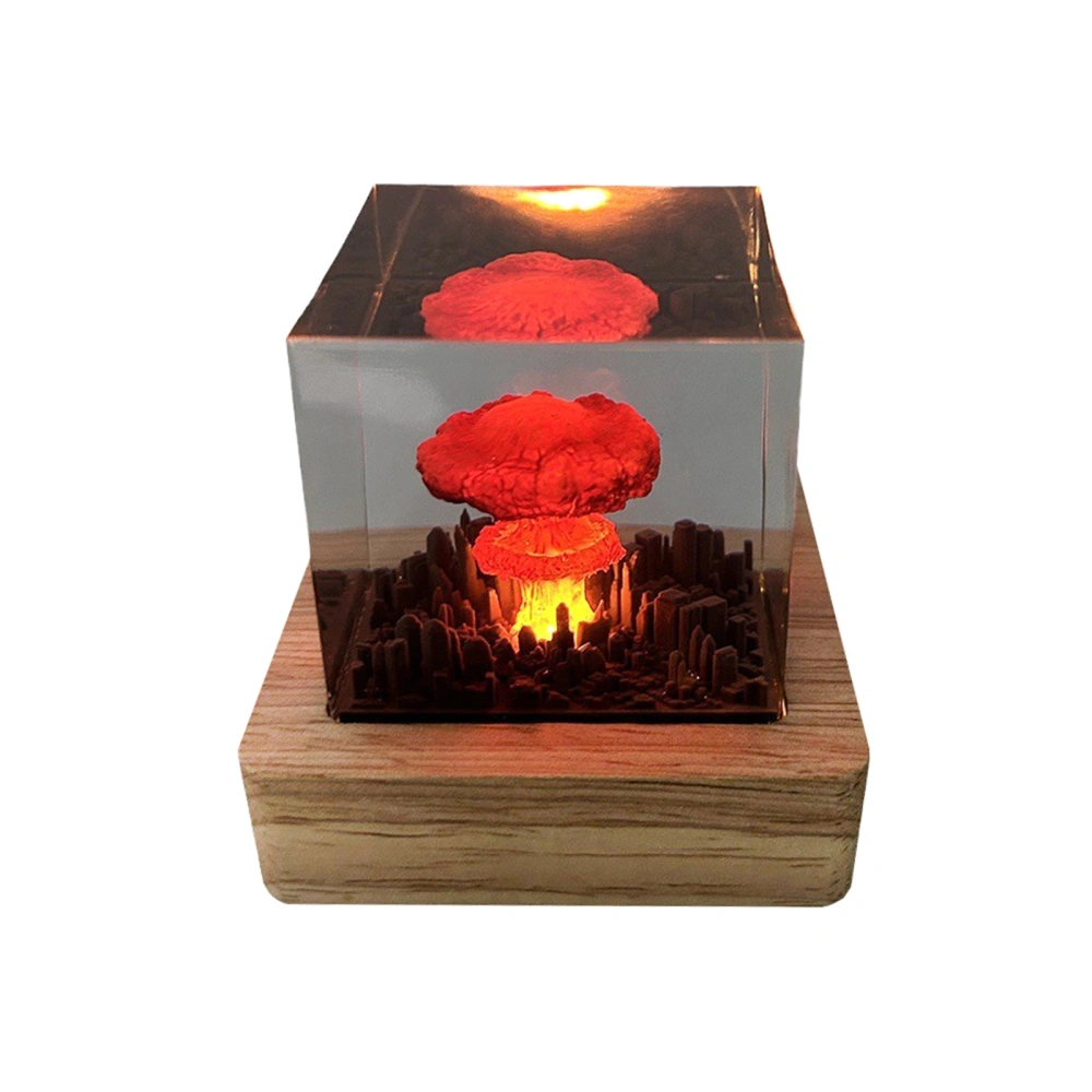 Mushroom Cloud Nuclear Explosion Lamp Crystal Cube Night Light Model