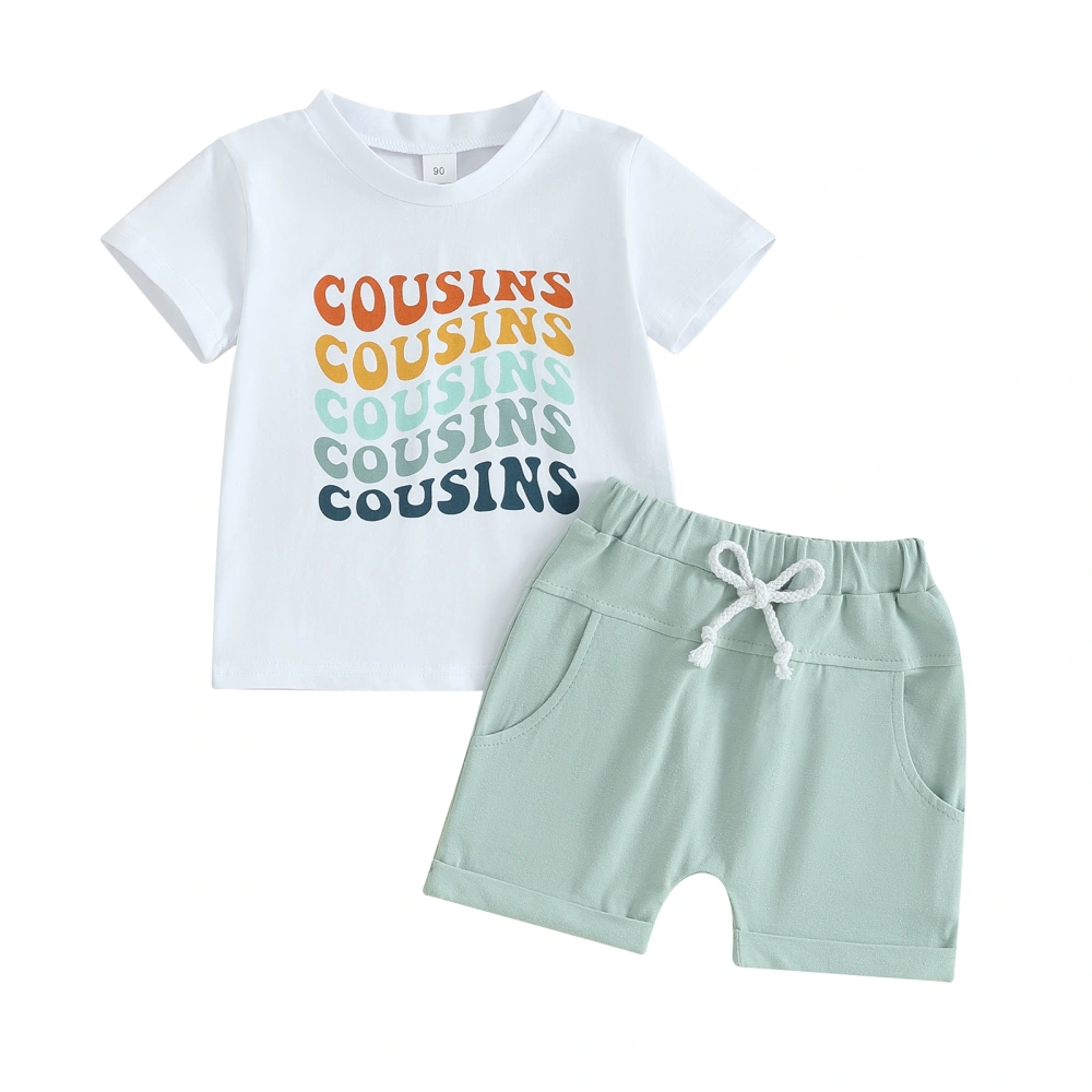 Kids Boys Summer Outfits Colorful Letter Print T-Shirts and Shorts