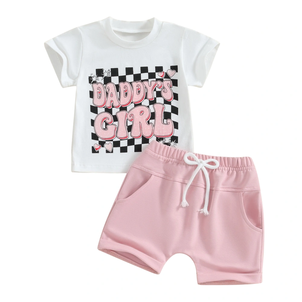 Baby Girls 2 Piece Outfit Letter Print Short Sleeve T-Shirt and Shorts