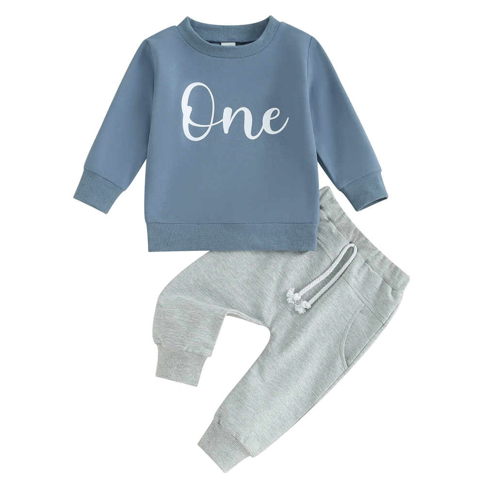 Baby Boys Birthday Outfits Letter Print Sweatshirts and Long Pants