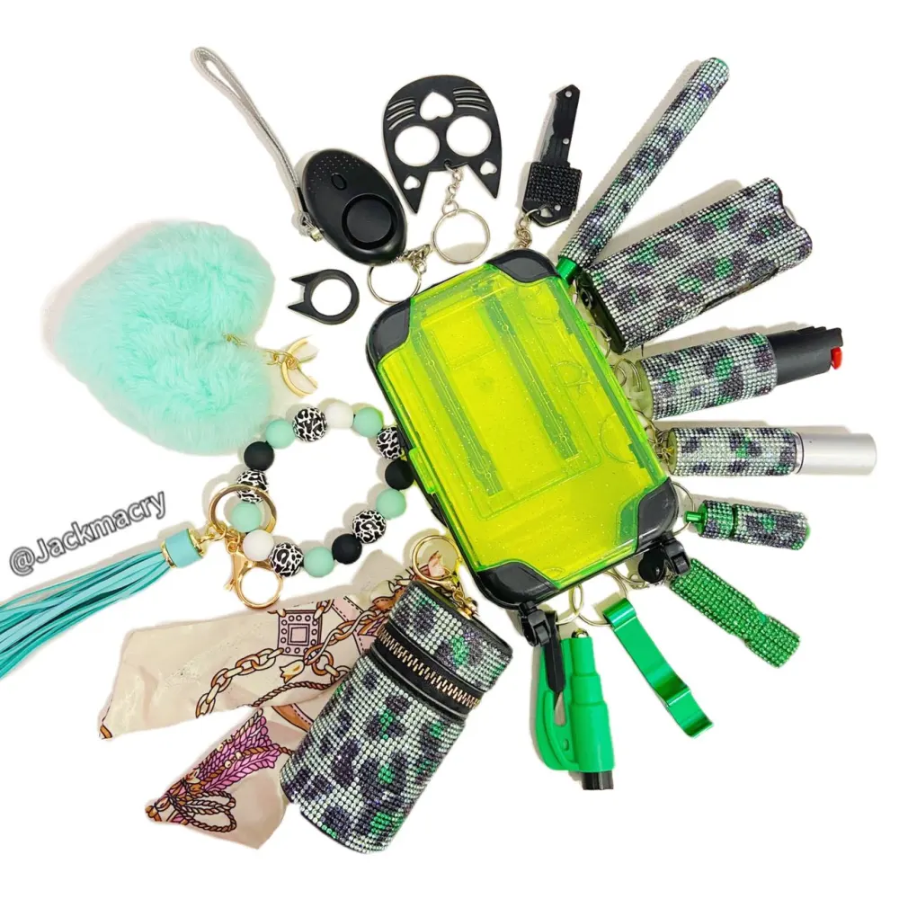 Green Leopard Safety Keychain  -1127