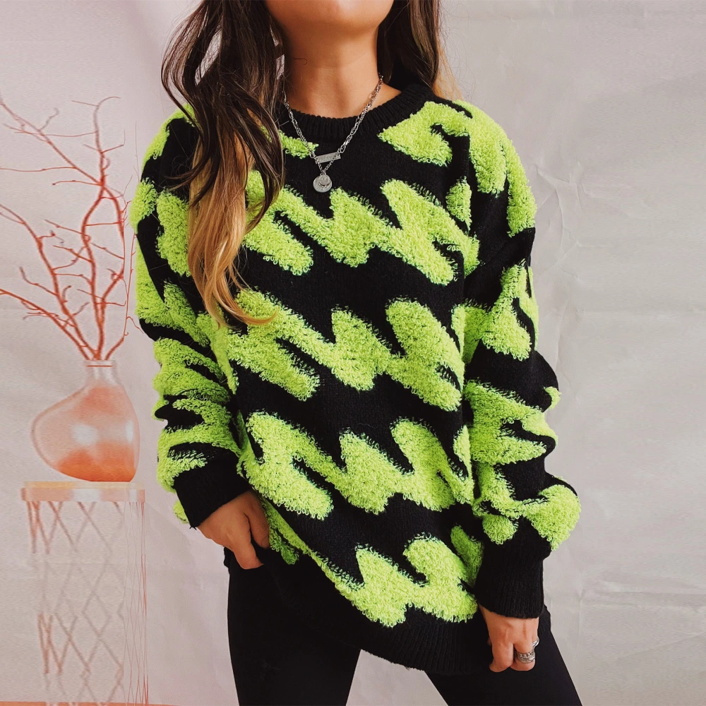 Autumn And Winter Loose Wave Striped Long Sleeve Knitted Sweater