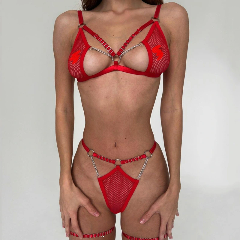 Women's Fashion Fishnet See-through Bra Underwear Suit Slim Fit Corset Sexy Underwear