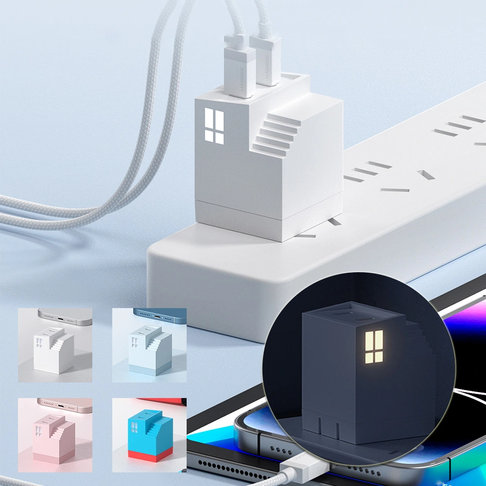 Dual Port Fast Charging Head Type C Charger Dual Power Adapter Wall Charger Box