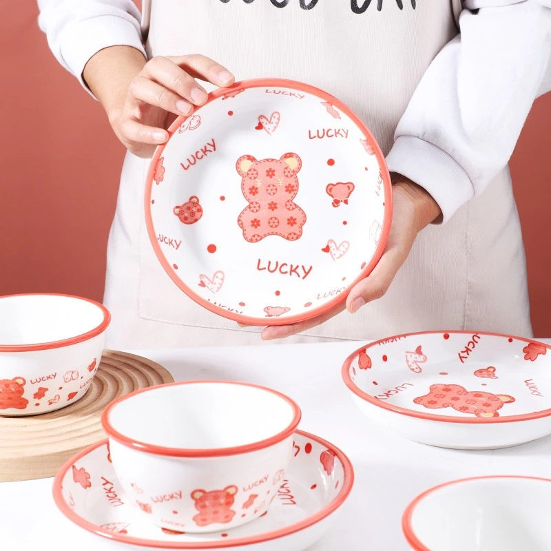 Cartoon Lucky Bear Ceramic Tableware Set