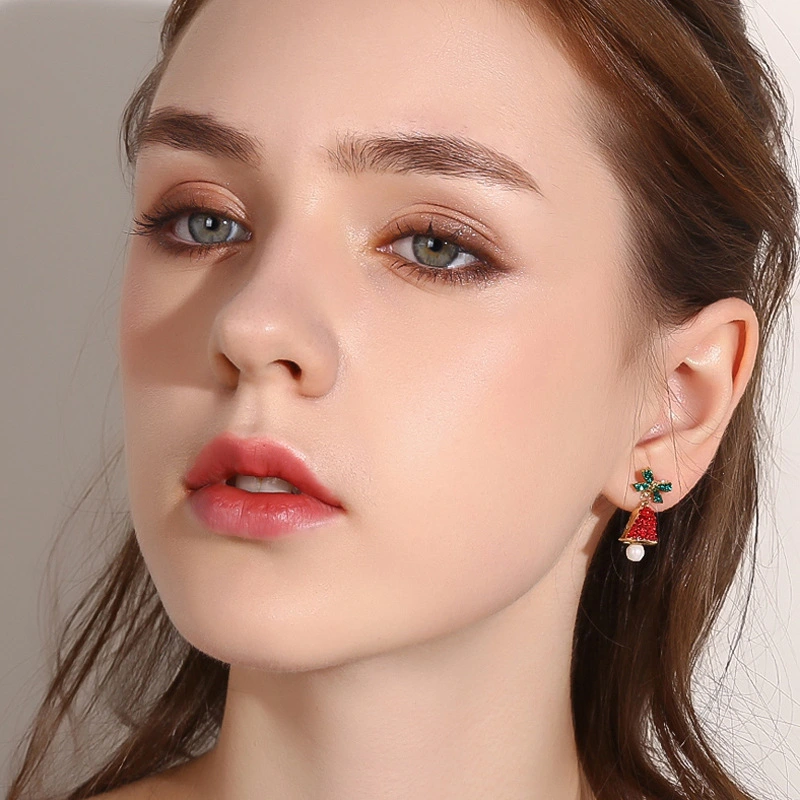 Christmas Bowknot Red Pendant Earrings Asymmetric