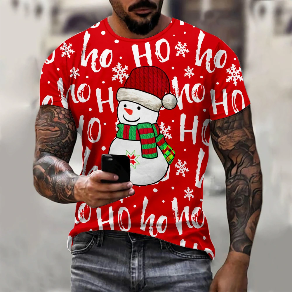 Men's Fashion 3D Printing Christmas Party Graphic T-shirt