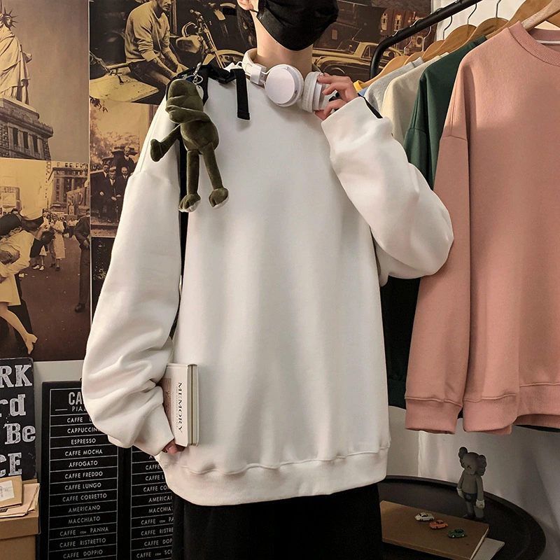Solid Color Non-hoodie Pullover Sweater Round Neck Top