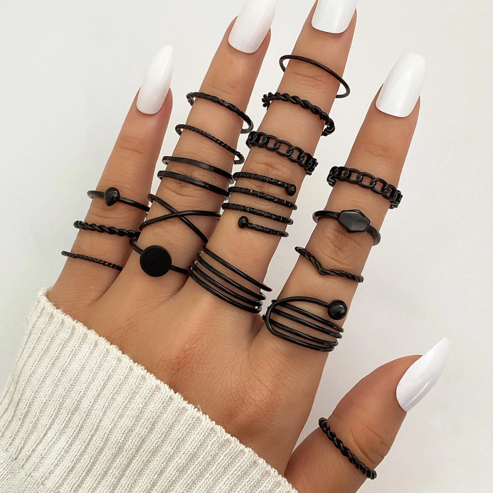 Geometric Spiral Cross Ring 18 Pieces Suit