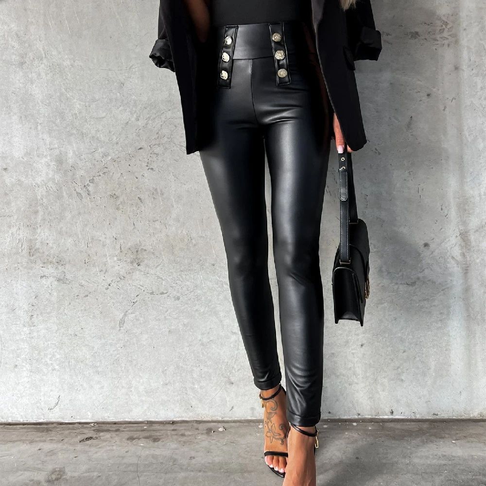 Leather Pants Clinch Tight Casual PU Women's Pants Sexy Trousers