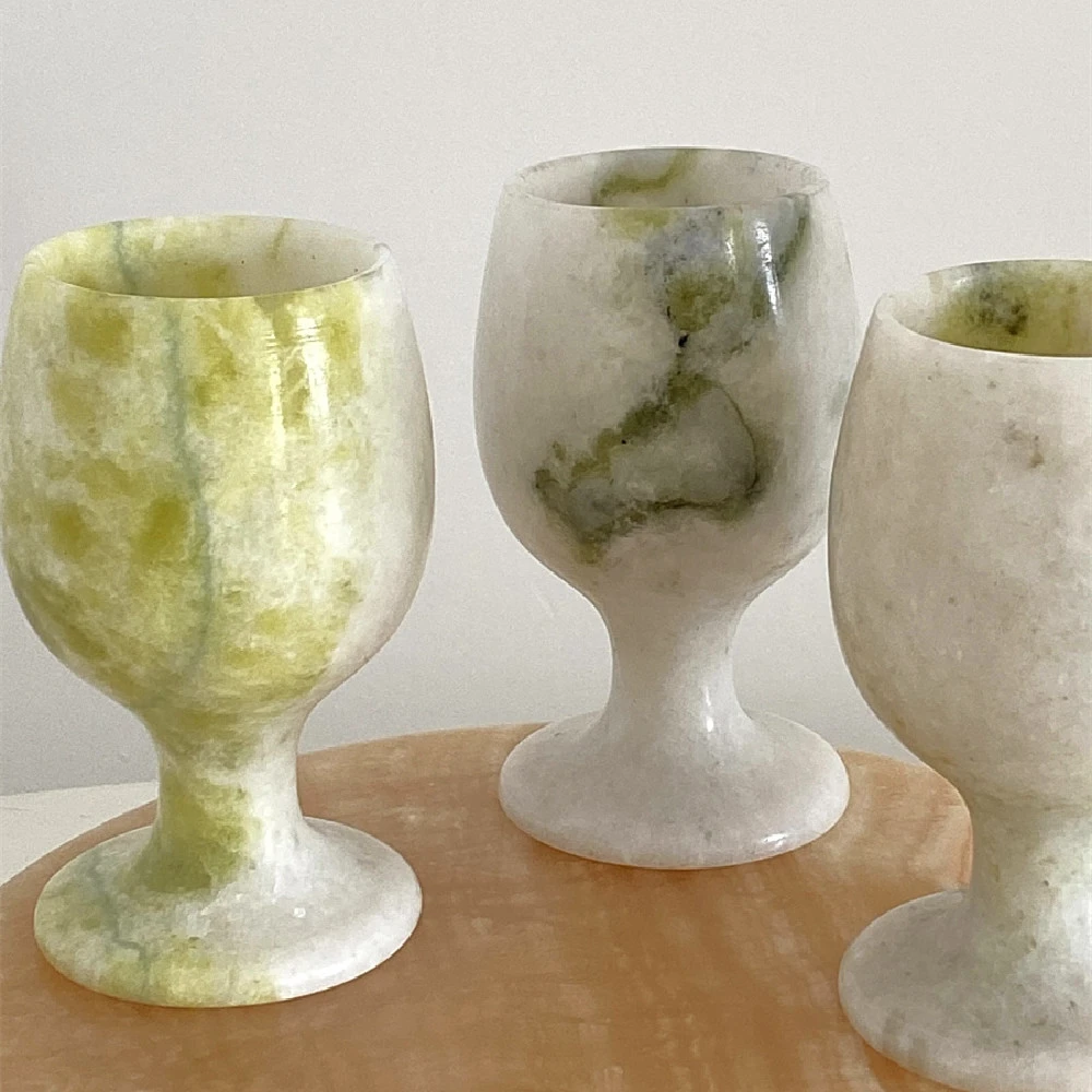 Jade And Stone High Legged Cup Ornaments