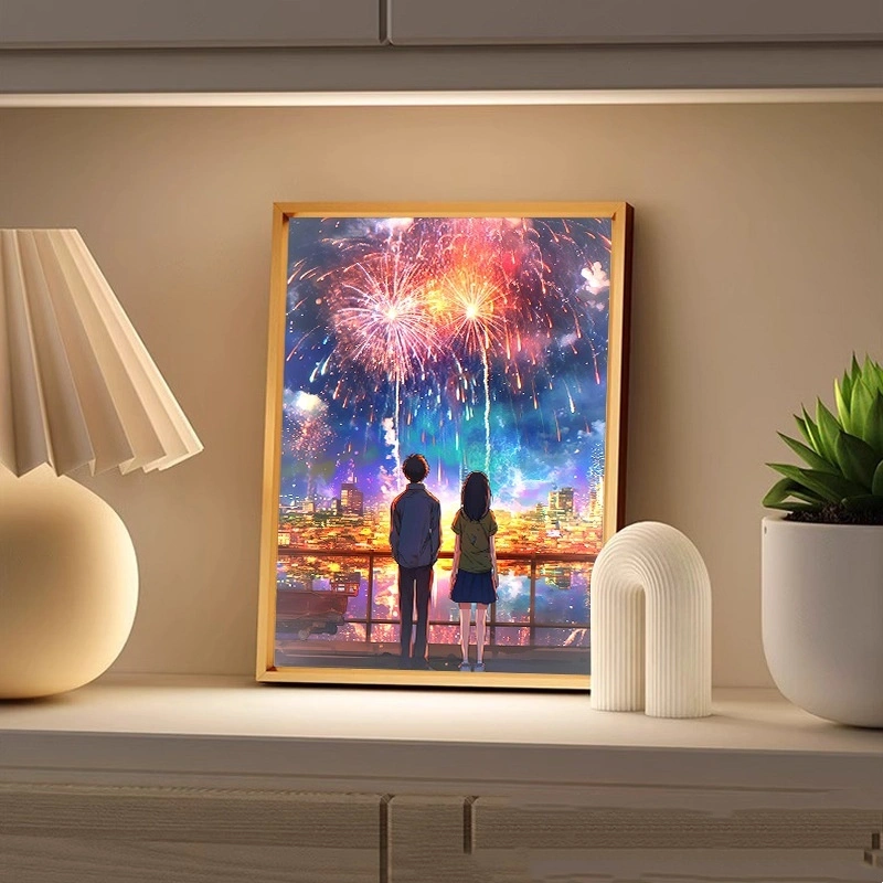 Couple Watch Fireworks Healing Lighting Painting Small Night Lamp Pendulum Painting