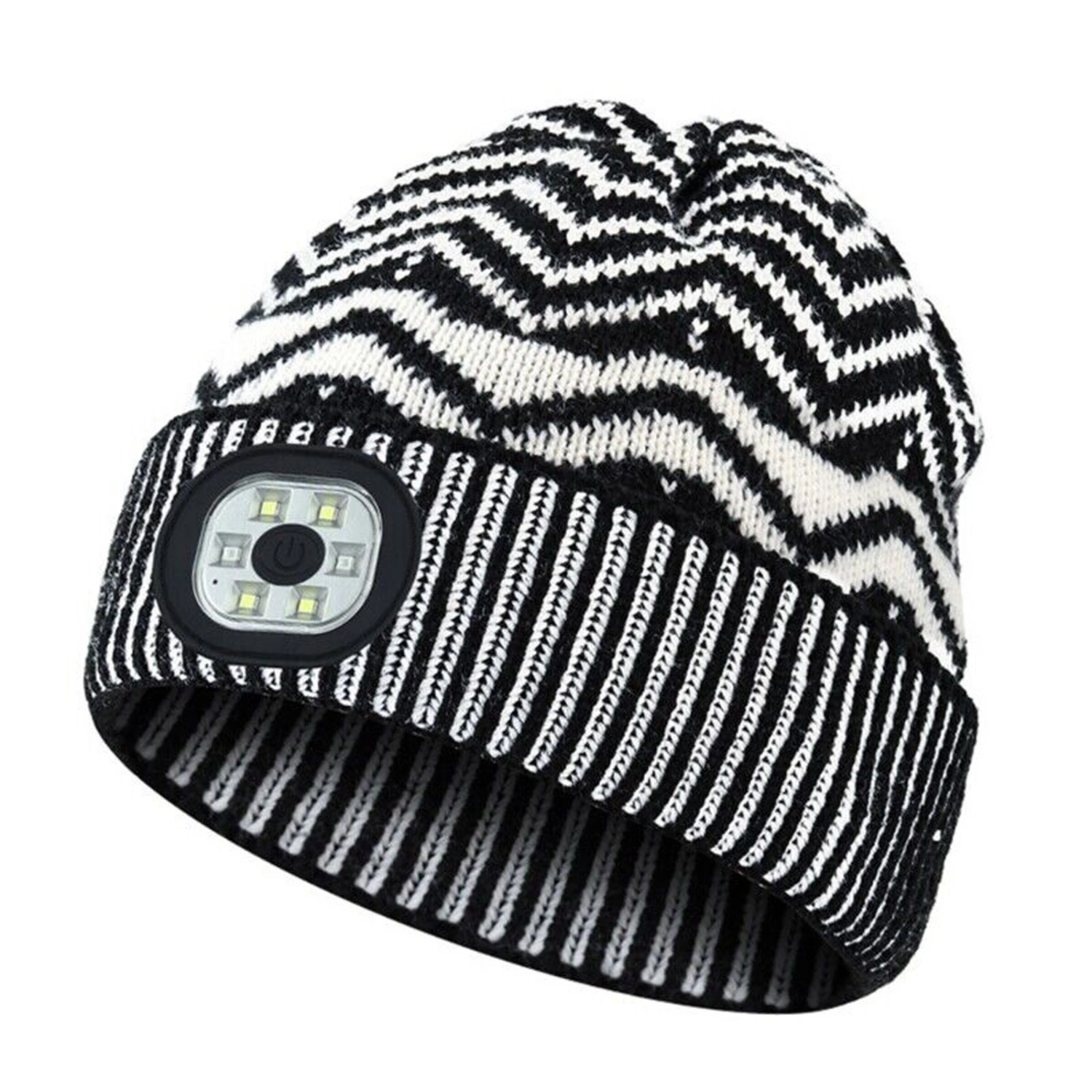USB Rechargeable LED Knitted Beanie Hat Hands Free LED Beanie