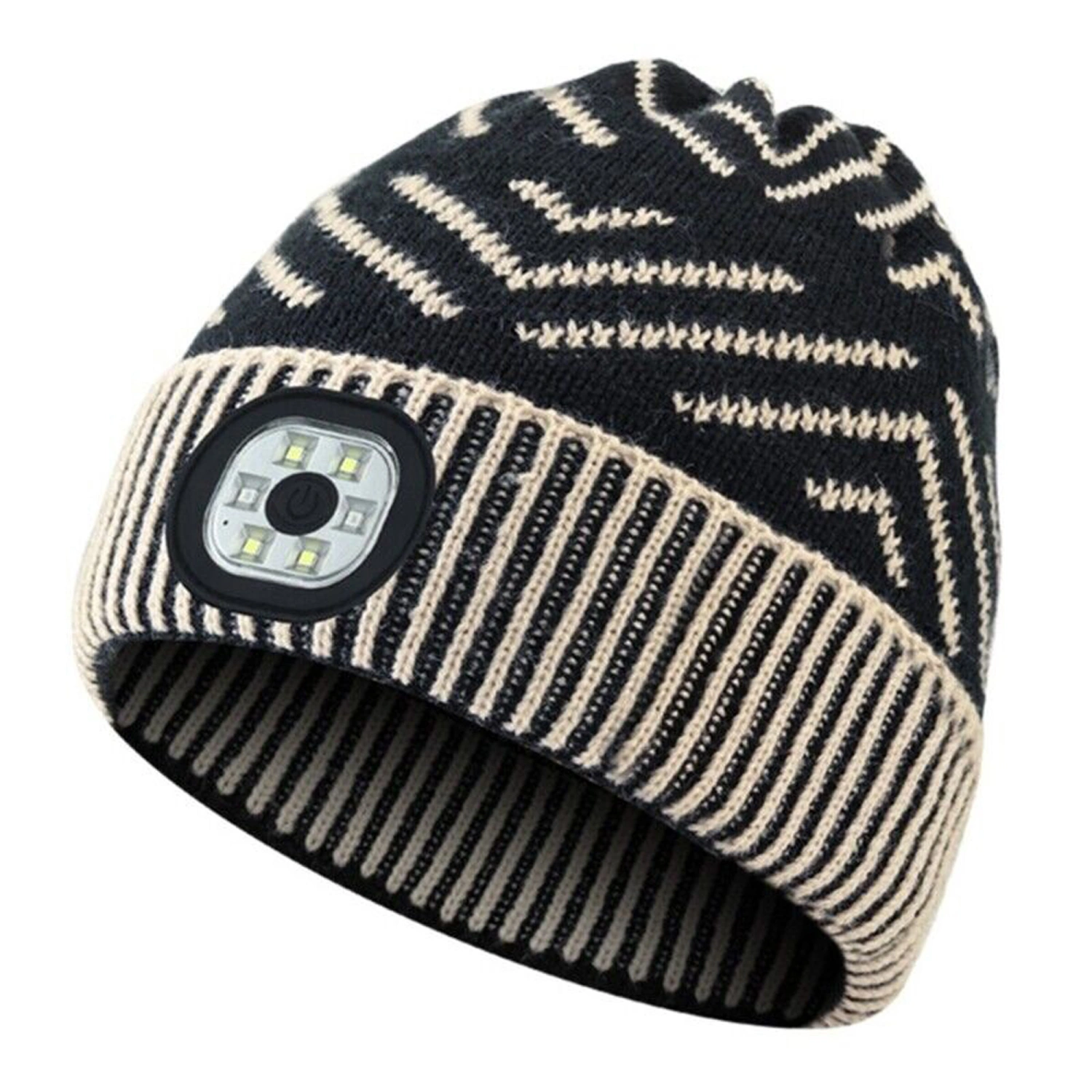 USB Rechargeable LED Knitted Beanie Hat Hands Free LED Beanie