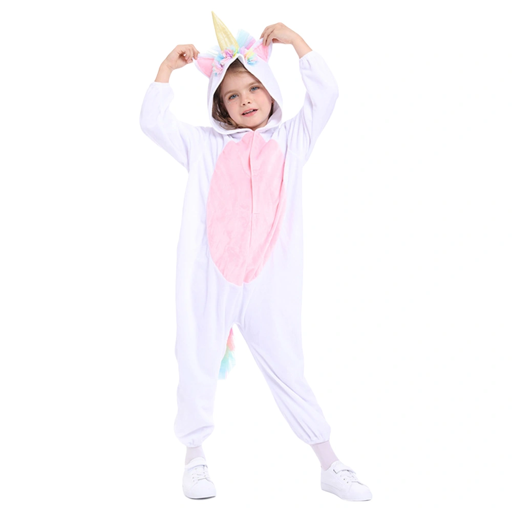 Long Sleeve Hooded 3D Unicorn Tail Horn Kids Cosplay Romper for Club 