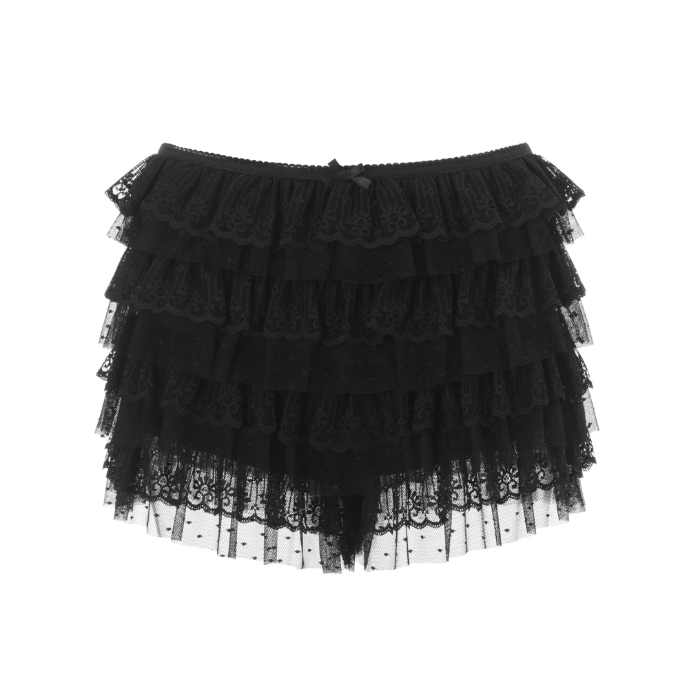 Women's Elegant Lcae Shorts, Ruffled Layered Elastic Waist Bloomers