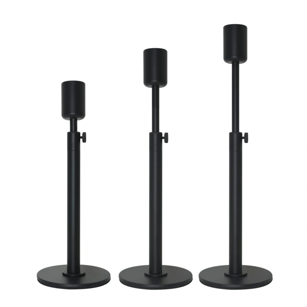 3 Pcs Black Candlestick Holders Scalable Metal Candle Holders