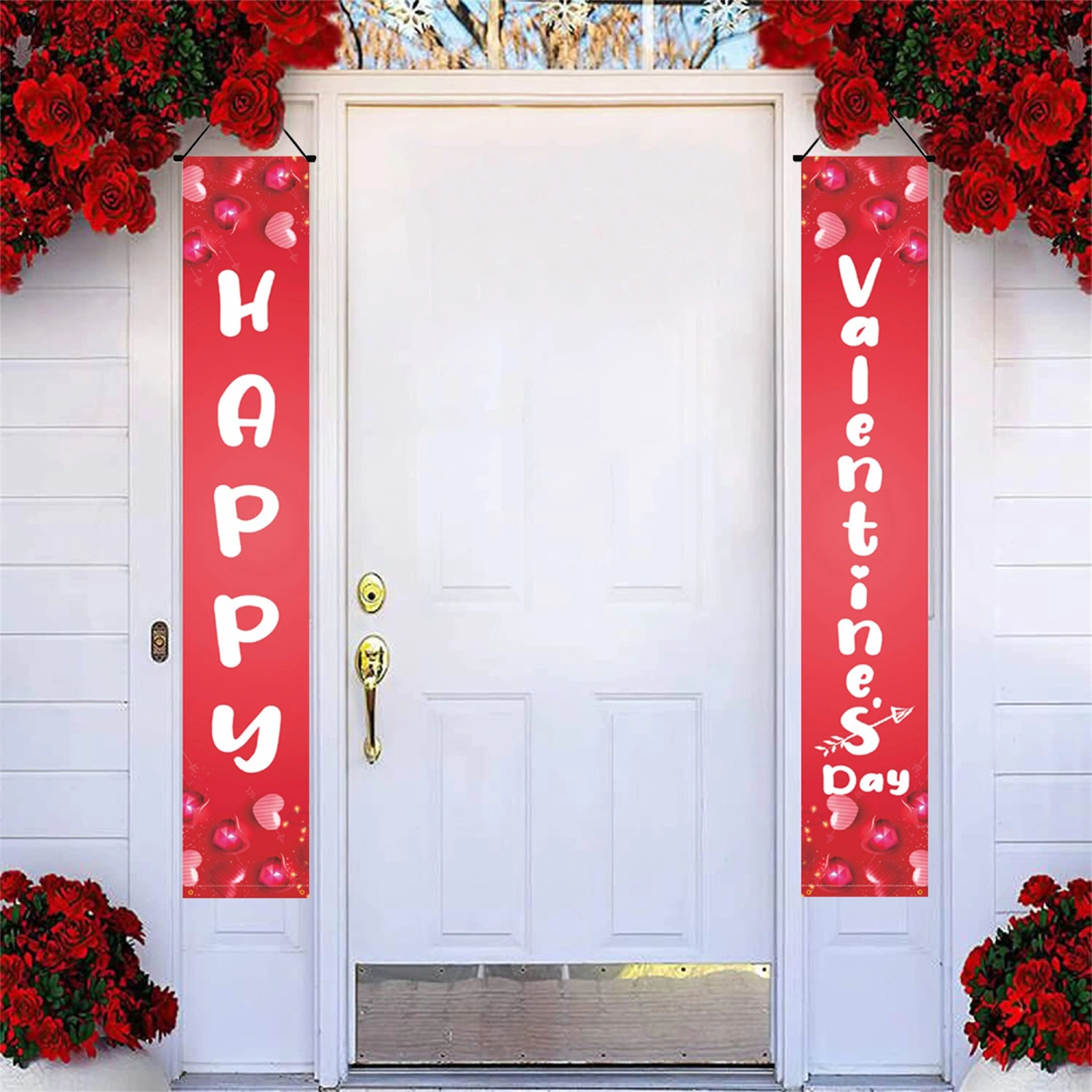 Valentine's Day Porch Sign, Heart&Letter Print Couplet Decoration