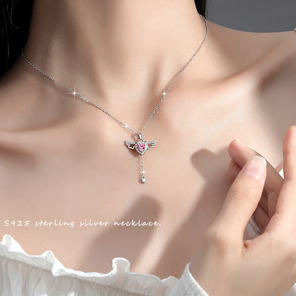 Little Wing Cupid Heart Necklace For Women