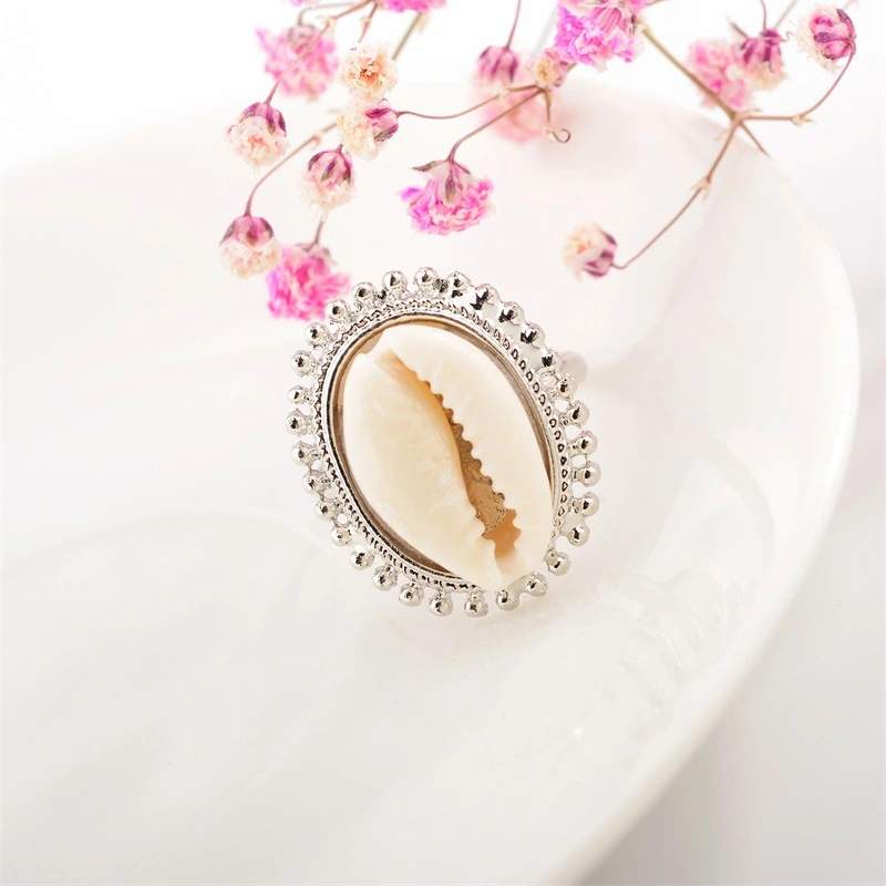 Ornament Creative Alloy Inlaid Shell Fashion Natural Shell Lady Ring