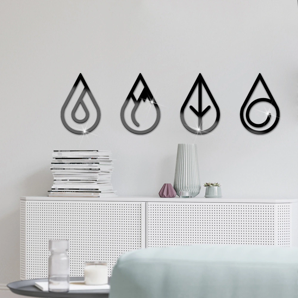 Three-dimensional Wind Fire Water And Soil Four Elements Acrylic Mirror Sticker