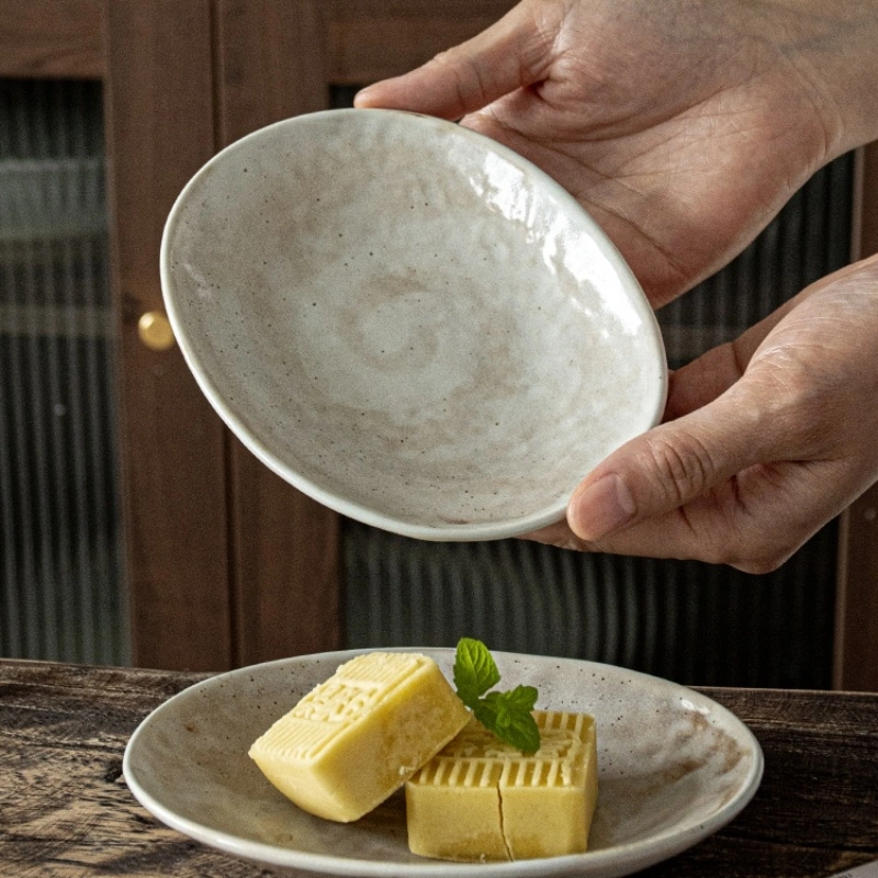 Oval Snack Plate Ceramic Dip