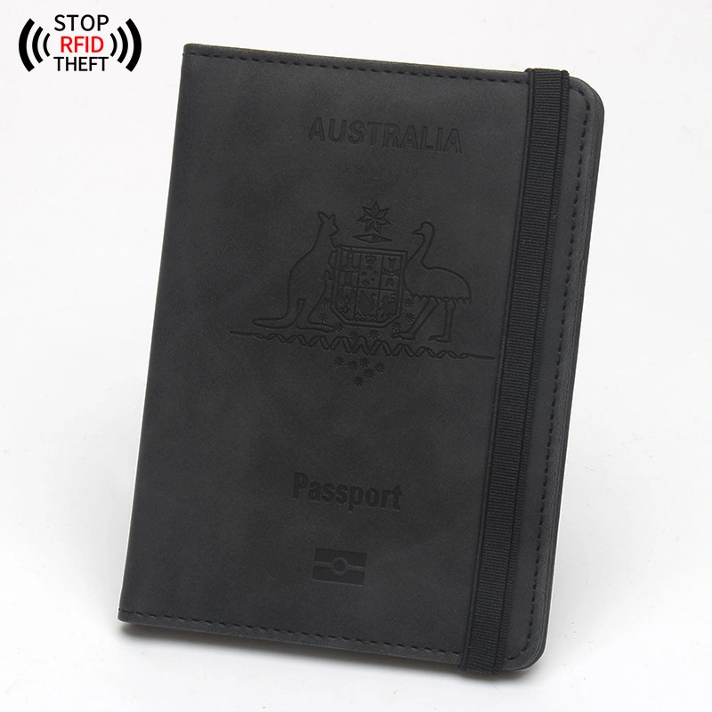 Anti-magnetic Australia Passport Case Multiple Card Slots Rubber Band Strap Passport Jacket