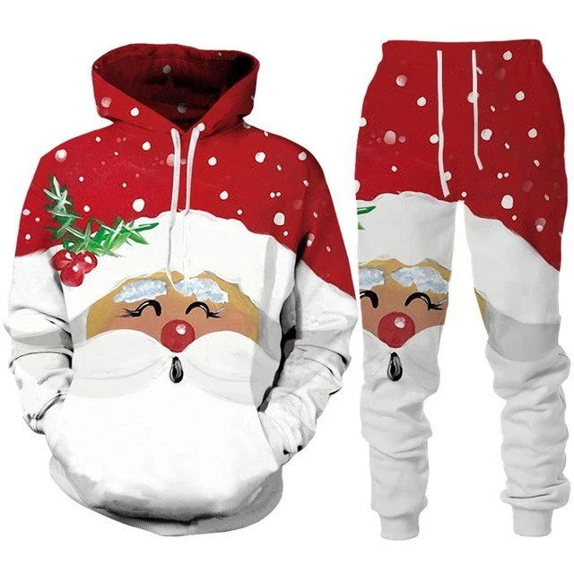 Santa Claus 3D Printing Hooded Sportswear