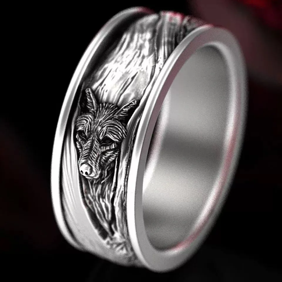 Vintage Punk Style Wolf Head Ring
