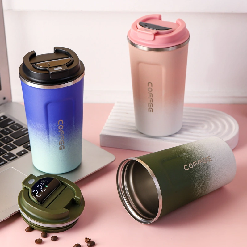 Stainless Steel Cup With Straw Double-layer Vacuum Cup Outdoor Coffee Cup