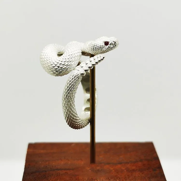 925 Sterling Silver Plated Rattlesnake Trendy Special-interest Design Retro Ins Niche Classic Ring