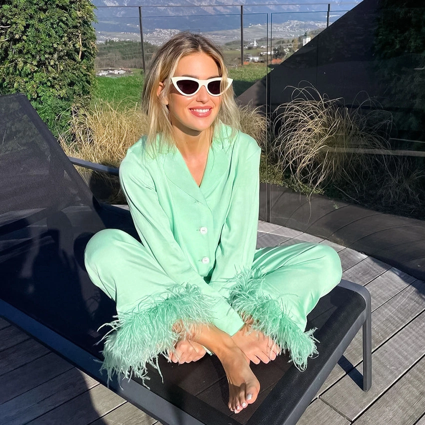 Fashion Casual Set Green Women's Clothing Thin Two-piece Suit