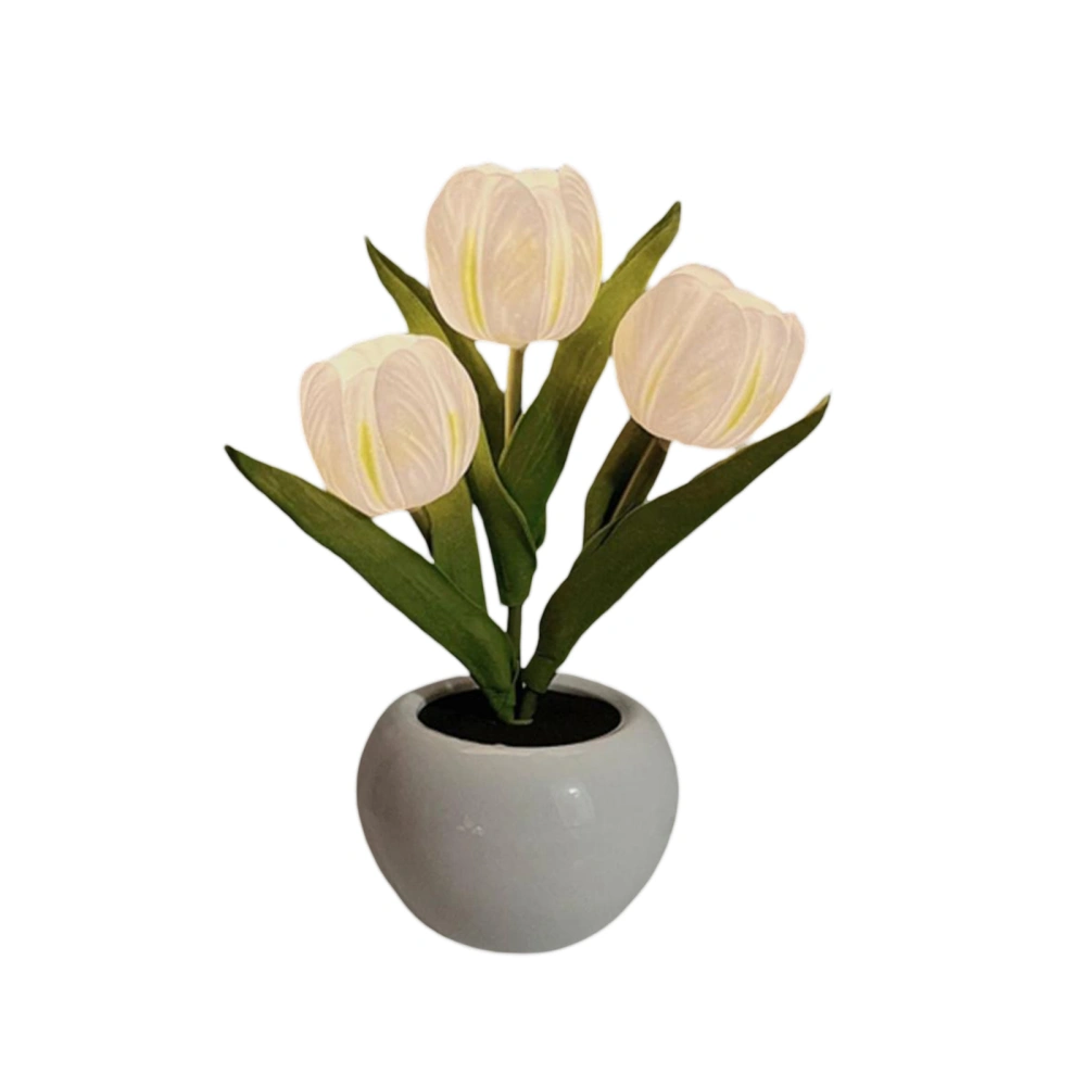 Beautiful Tulip LED Night Light Artificial Flower with Vase Decor