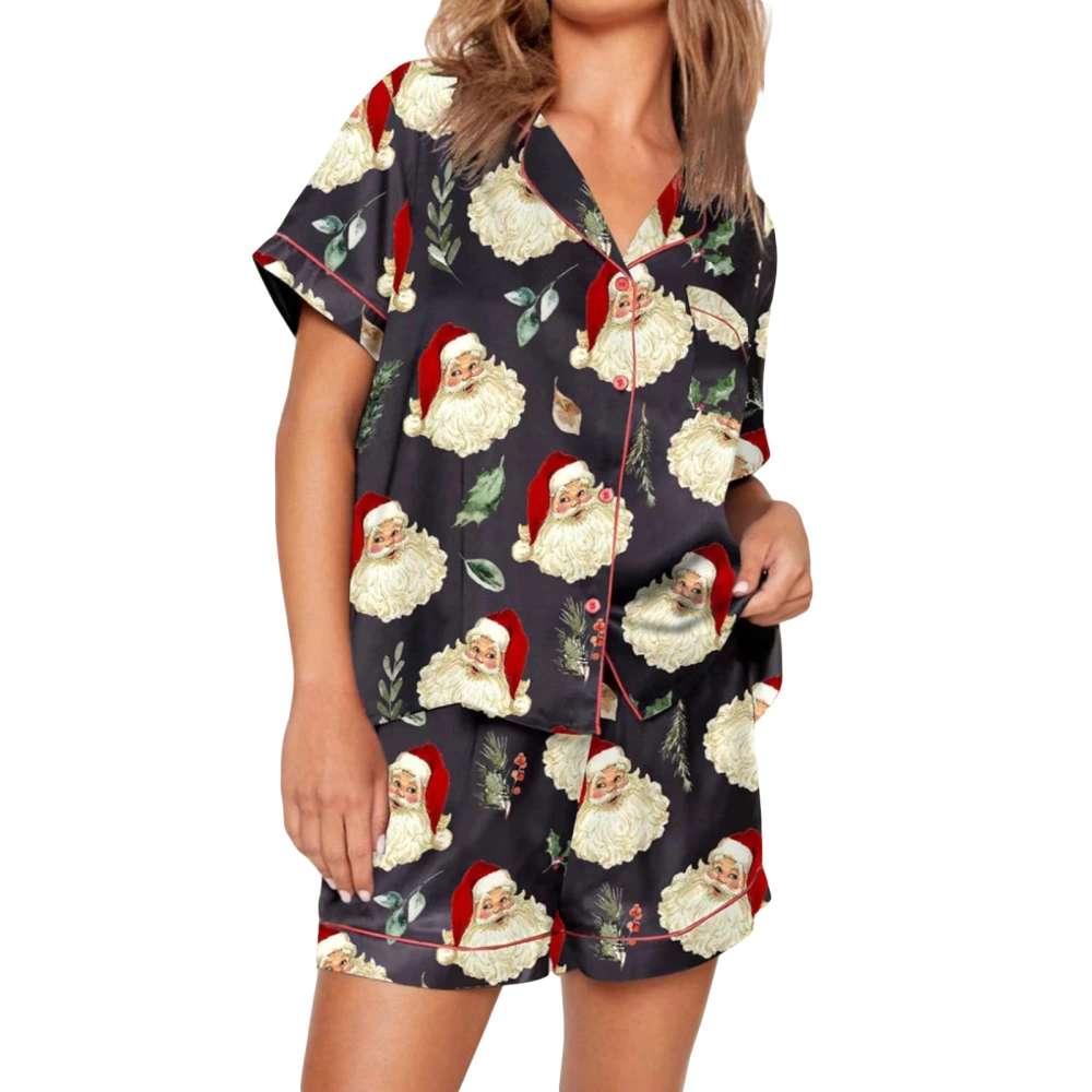 Short Sleeve Tops + Elastic Waist Shorts Christmas Pajama Set