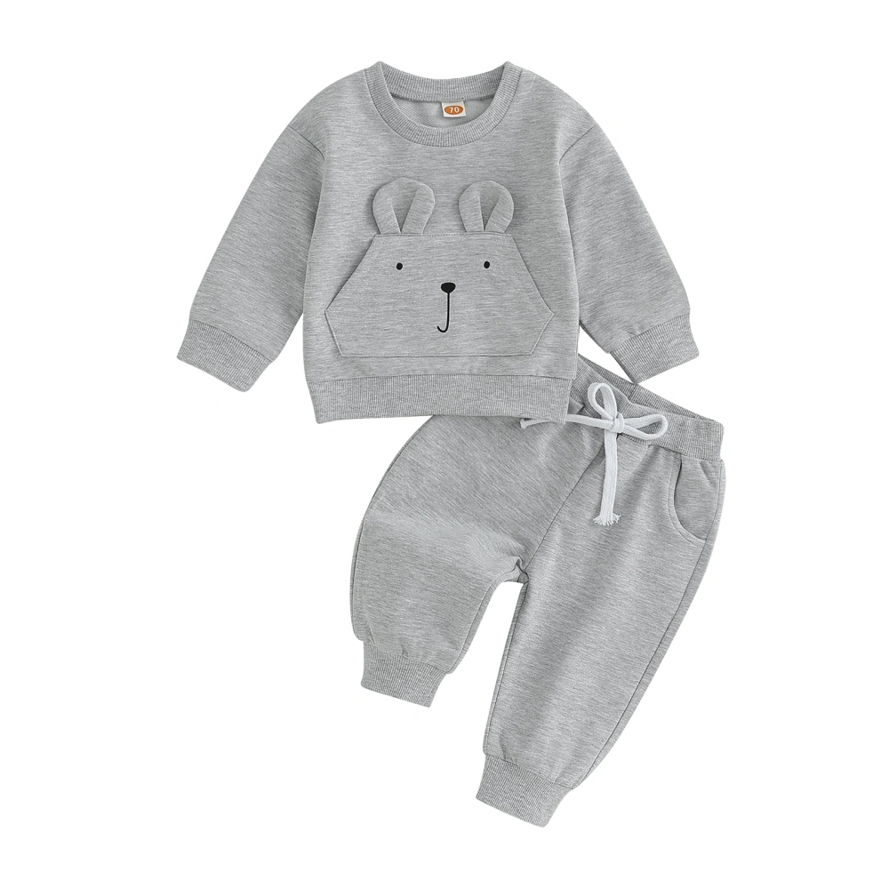 Baby Boy 2 Piece Outfits Bear Print Long Sleeve Sweatshirt and Pants