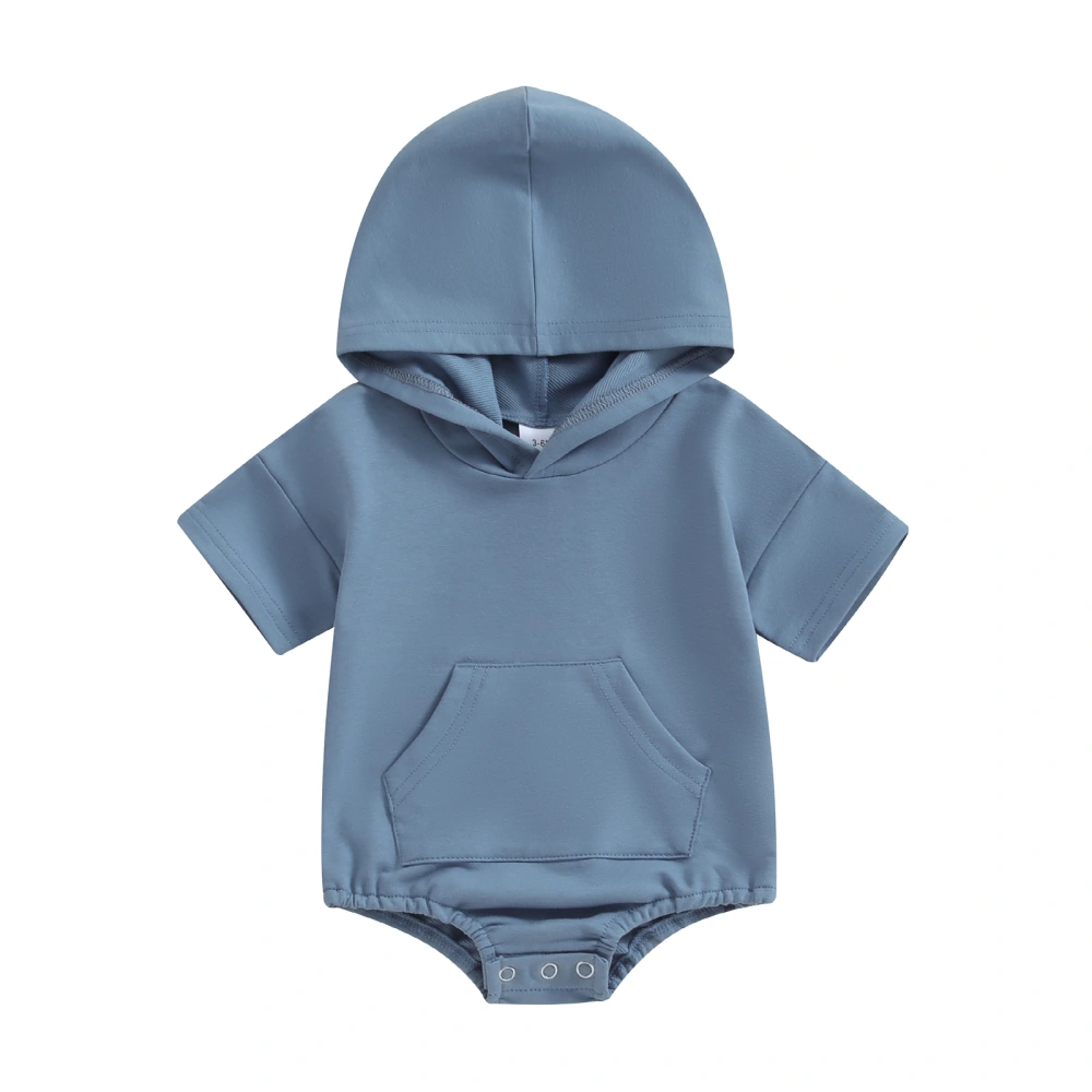 Baby Boys Summer Hooded Jumpsuit Short Sleeve Sweatshirt Romper