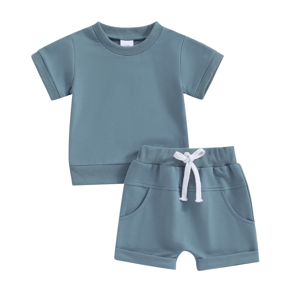 Baby Summer Clothes Solid Color Short SleeveT-Shirt with Shorts Outfit