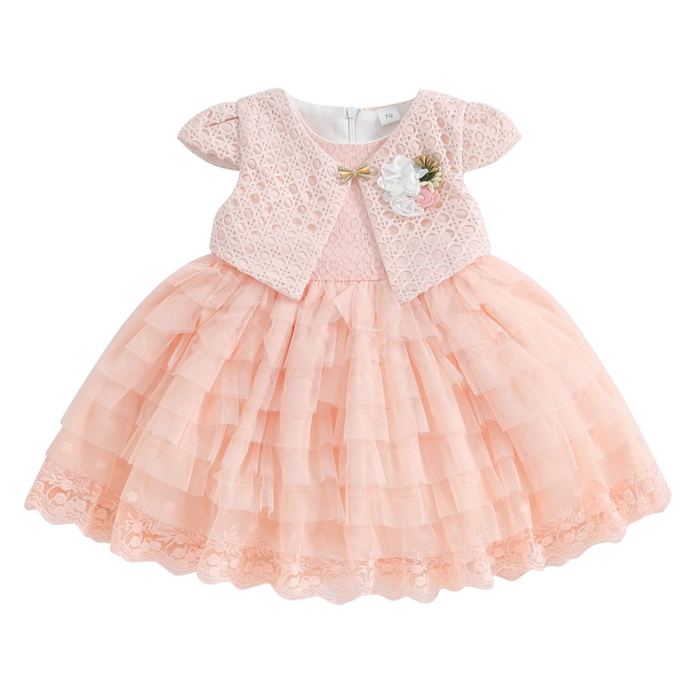 Baby Girls Dress, Cap Sleeve Crew Neck Tulle Patchwork A-line Dress