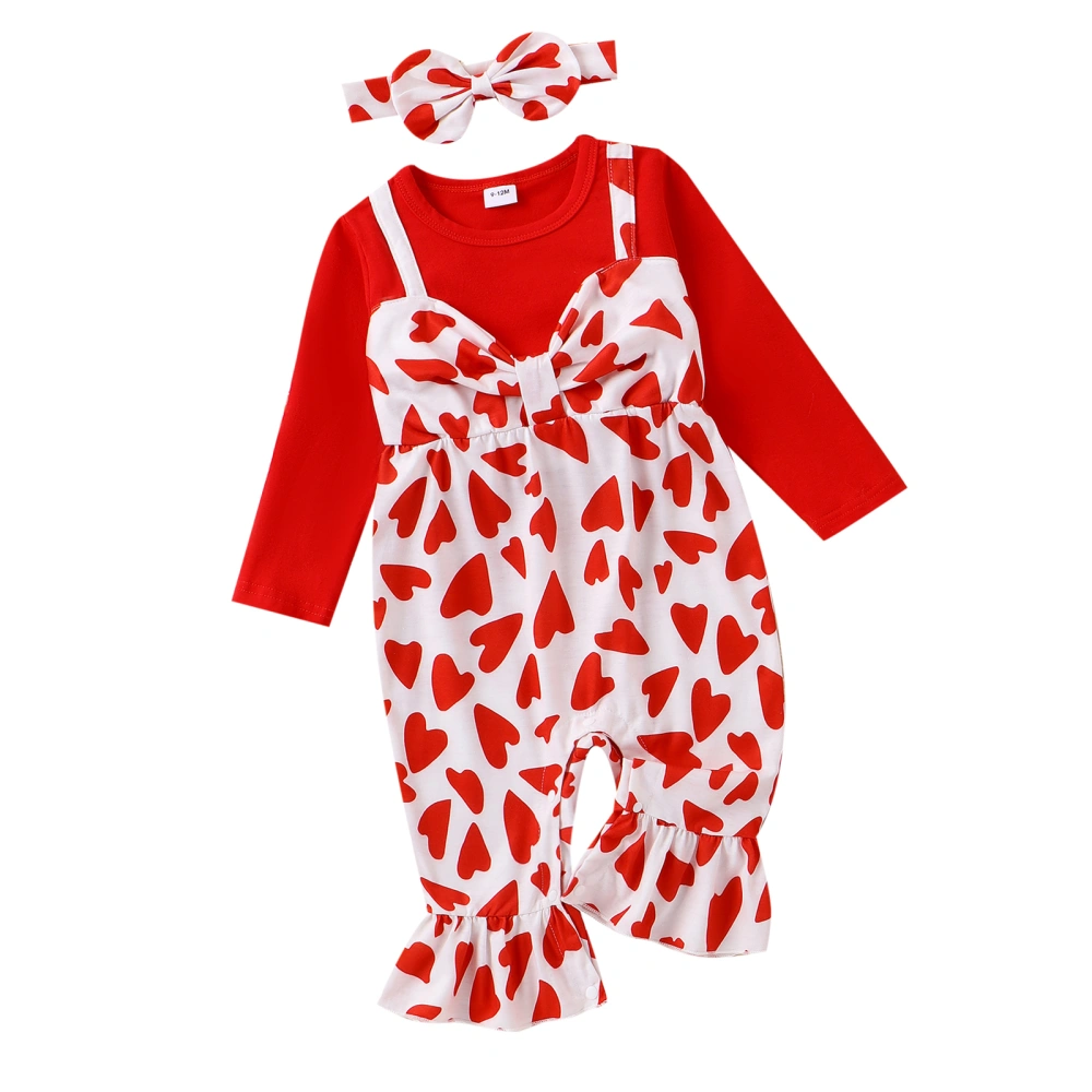 Baby Girls Rompers Valentine's Day Clothes Jumpsuits with Headband