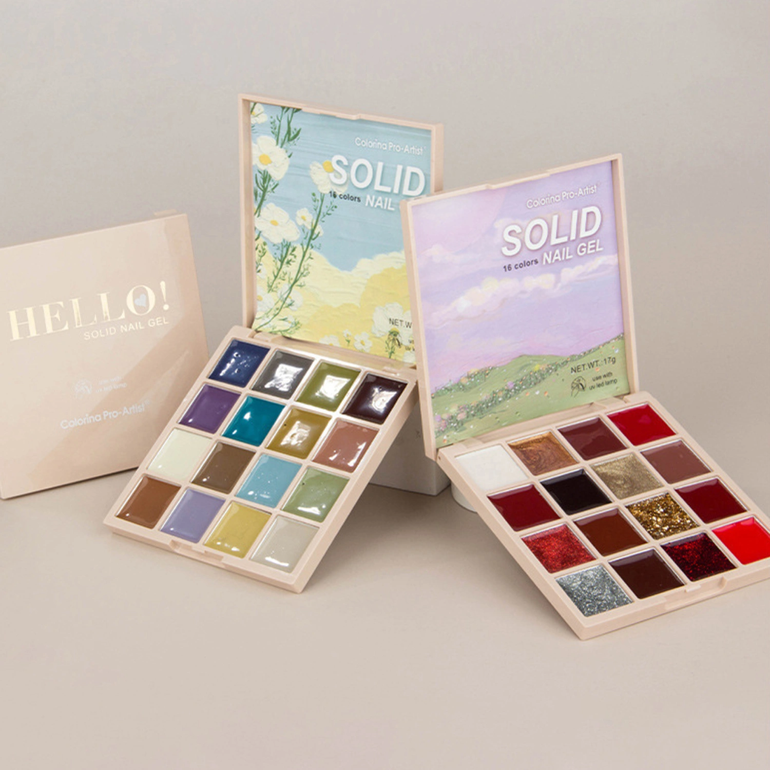 Solid Gel Nail Polish Palette 16 Colors DIY Nail Art Supplies